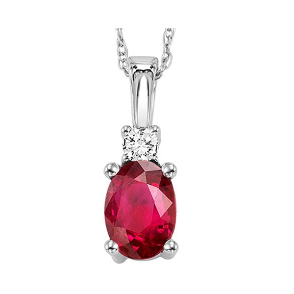 14k white gold color ensembles prong ruby necklace 1/25ct