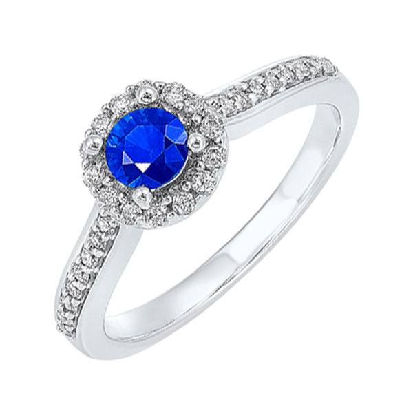 14k white gold halo prong sapphire ring (1/3 ct. tw.)