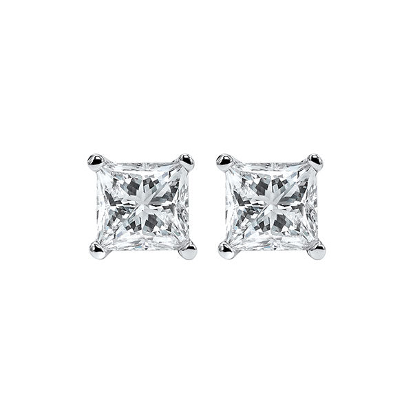 princess cut diamond studs in 14k white gold (3/4 ct. tw.) i1/i2 - g/h