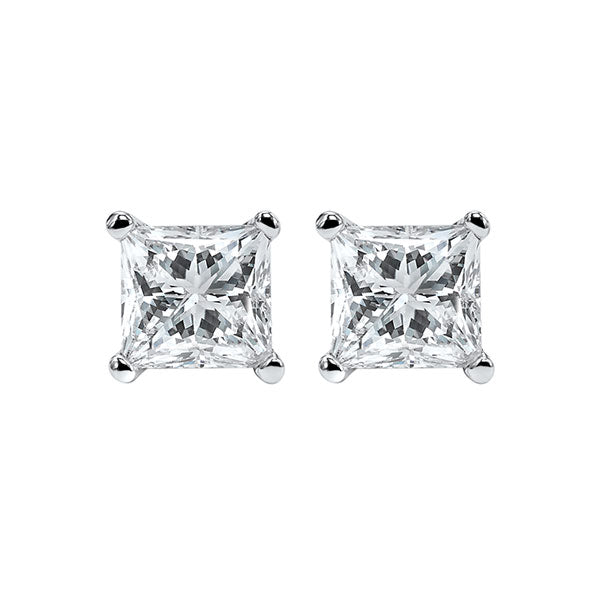 princess cut diamond studs in 14k white gold (1 ct. tw.) i1/i2 - g/h