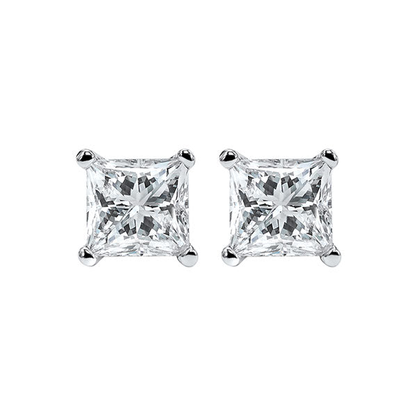 princess cut diamond studs in 14k white gold (2 ct. tw.) i1 - g/h