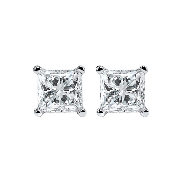 princess cut diamond studs in 14k white gold (1 1/2 ct. tw.) si2 - g/h