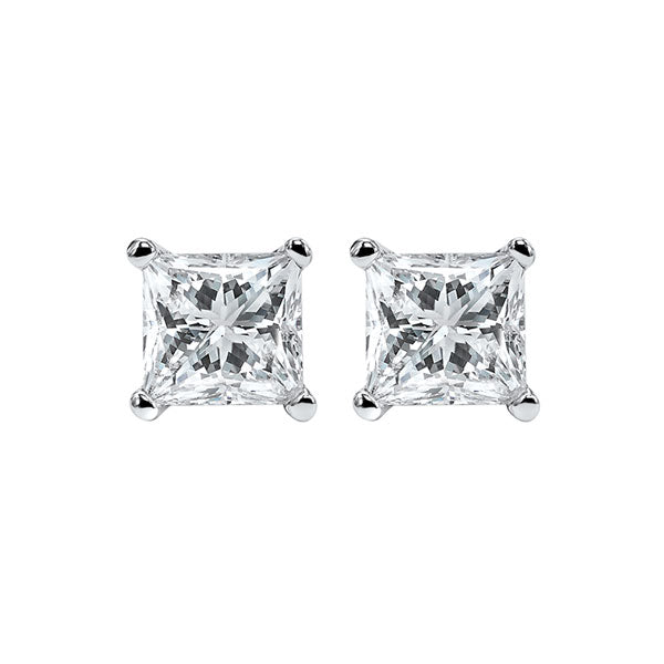 princess cut diamond studs in 14k white gold (2 ct. tw.) si2 - g/h