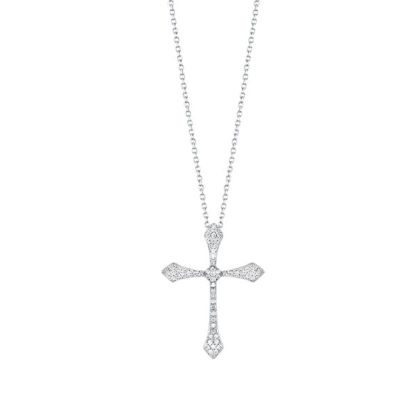 diamond celtic cross pendant necklace in 14k white gold (1/5 ctw)