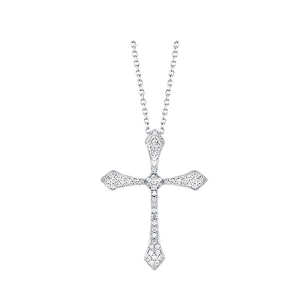 diamond celtic cross pendant necklace in 14k white gold (1/5 ctw)