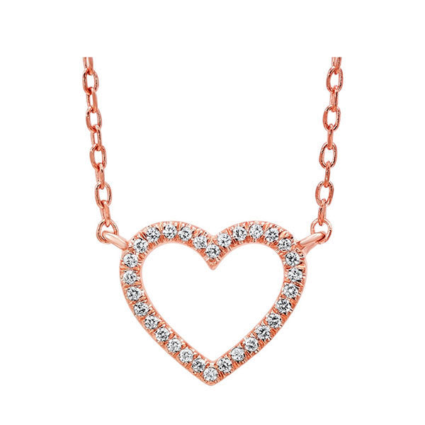 diamond heart outline pendant in 14k rose gold (1/20 ct. tw.)