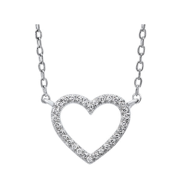 diamond heart outline pendant in 14k white gold (1/20 ct. tw.)