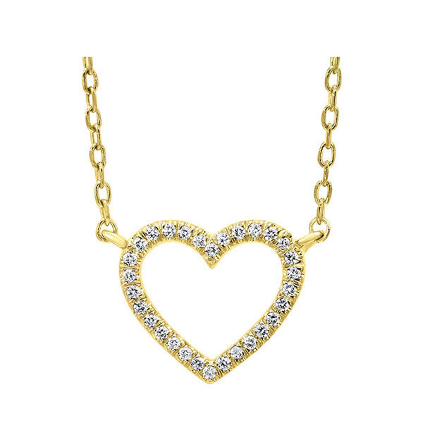 diamond heart outline pendant in 14k yellow gold (1/20 ct. tw.)