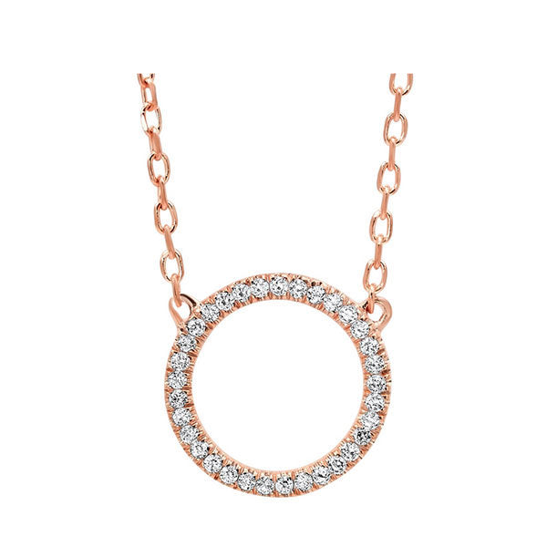 diamond circle outline pendant in 14k rose gold (1/20 ct. tw.)