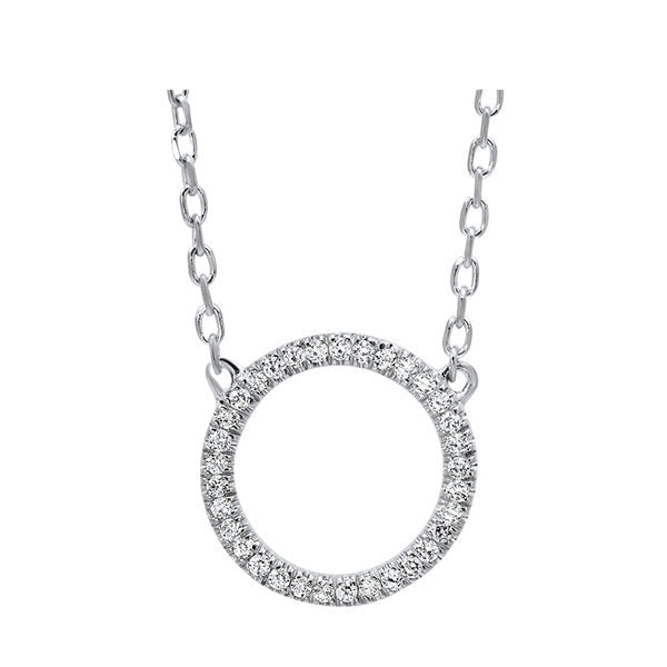 diamond circle outline pendant in 14k whit gold (1/20 ct. tw.)