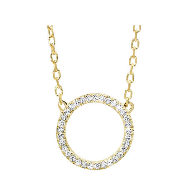 diamond circle outline pendant in 14k yellow gold (1/20 ct. tw.)