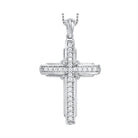 shared prong cross diamond necklace in 14k white gold (1/4 ct. tw.)