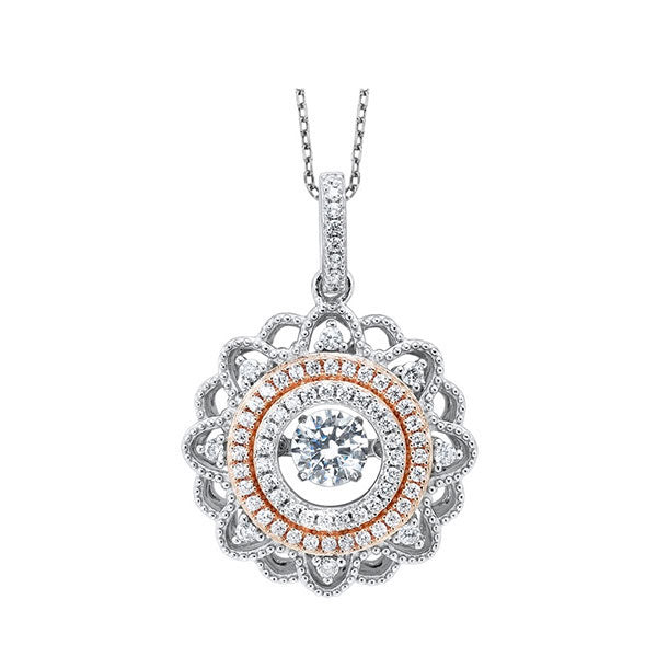 solitaire rol rhythm of love eternity filigree wreath cz pendant in sterling silver