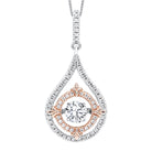 solitaire double halo fleur-de-lis cz drop pendant in sterling silver