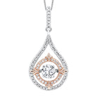 solitaire double halo fleur-de-lis cz drop pendant in sterling silver