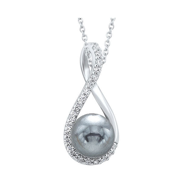 twisting shell pearl pendant in sterling silver