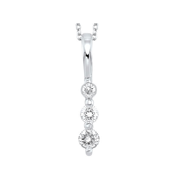 14k white gold 3 stone prong diamond necklace 1/4ct