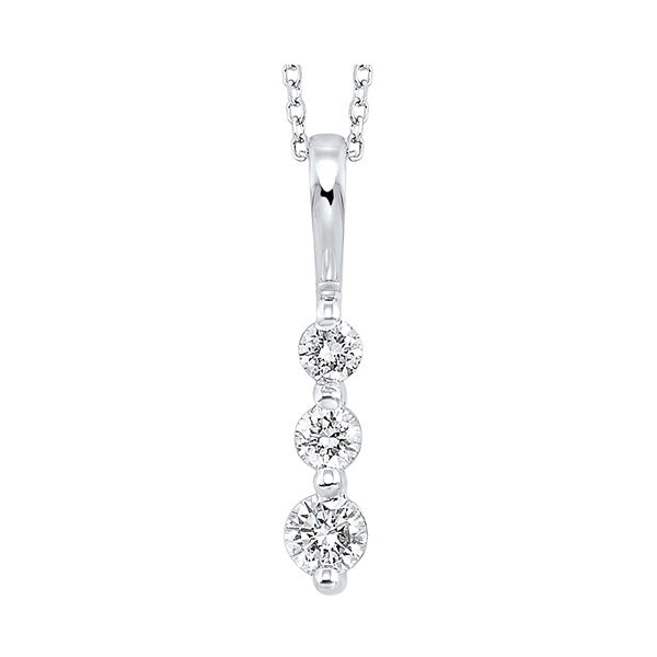 14k white gold 3 stone prong diamond necklace 1/3ct