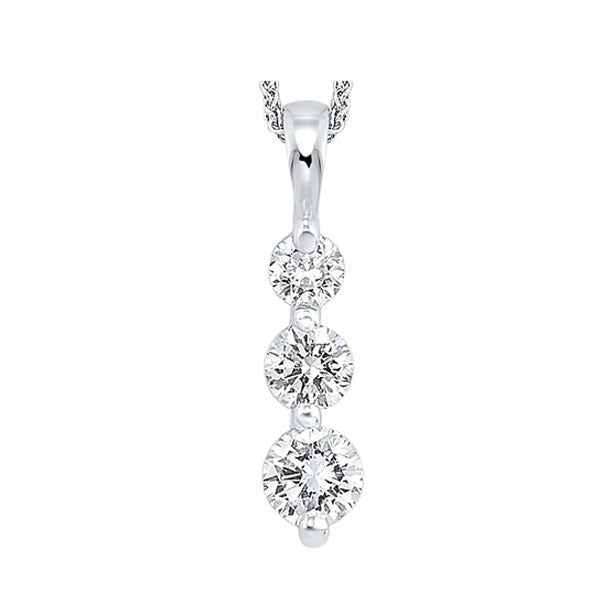 14k white gold 3 stone prong diamond necklace (1/2 ct. tw.)