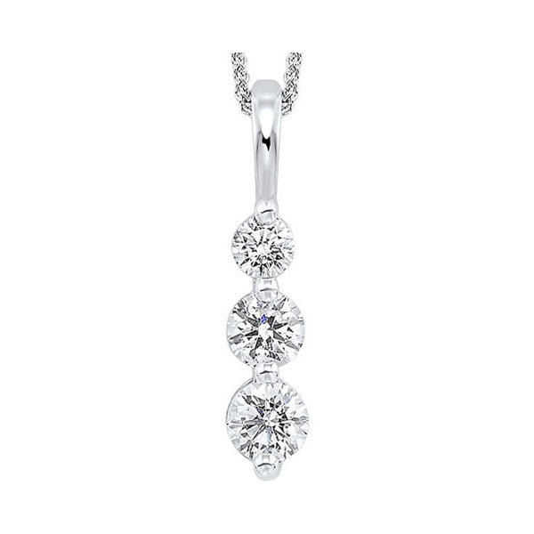 14k white gold 3 stone prong diamond necklace 3/4ct