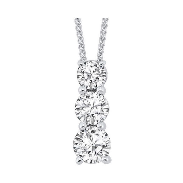 14k white gold 3 stone prong diamond necklace (1 ct. tw.)