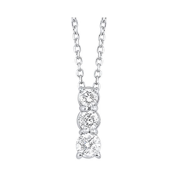 14k white gold 3 stone prong diamond necklace 1/4ct