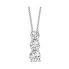 sterling silver 3 stone prong diamond necklace  1/4ct