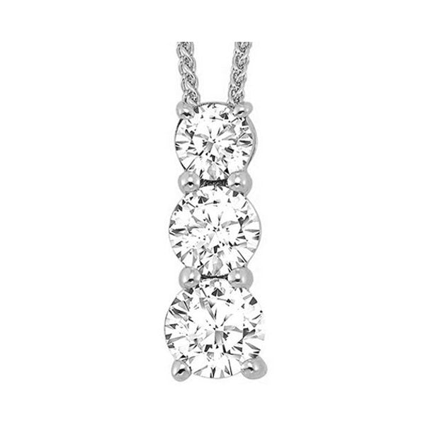 14k white gold 3 stone prong diamond necklace (1/2 ct. tw.)