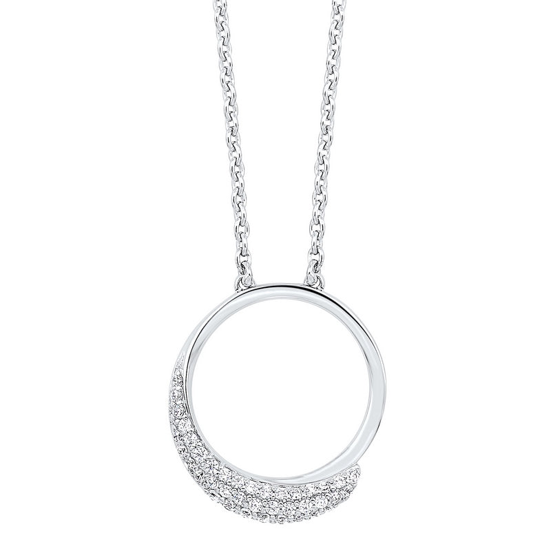 pave eternity circle cz pendant necklace in sterling silver