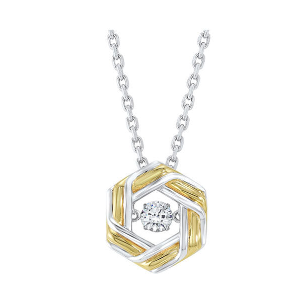 geometric crystal pendant in two-tone sterling silver