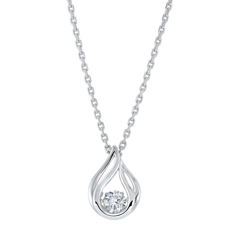 solitaire teardrop anniversary cz pendant in sterling silver