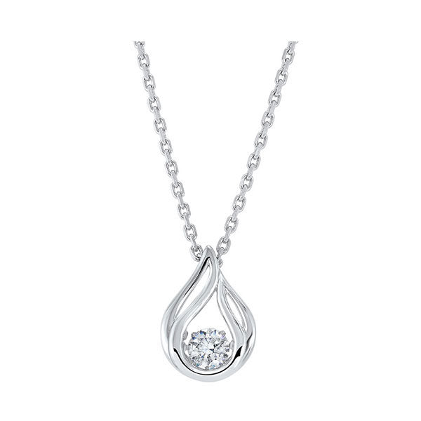 solitaire teardrop anniversary cz pendant in sterling silver