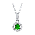 emerald & diamond halo pendant necklace in 10k white gold (1/25 ct. tw.)