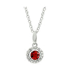 ruby & diamond halo pendant necklace in 10k white gold (1/25 ct. tw.)