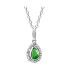 emerald & diamond teardrop halo pendant necklace in 10k white gold (1/25 ct. tw.)