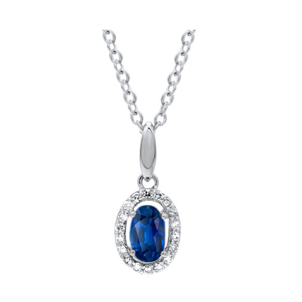 10k white gold color ensembles prong sapphire necklace 1/250ct