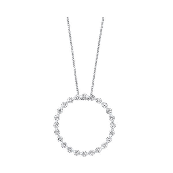 diamond eternity circle floating pendant necklace in 14k white gold (1ctw)