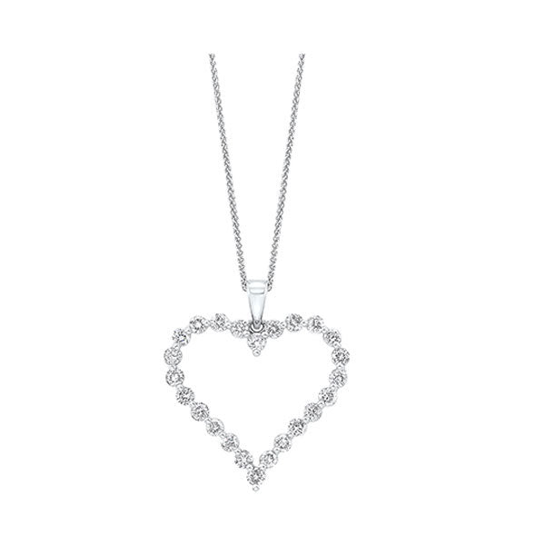 diamond open heart pendant necklace in 14k white gold (1 ctw)