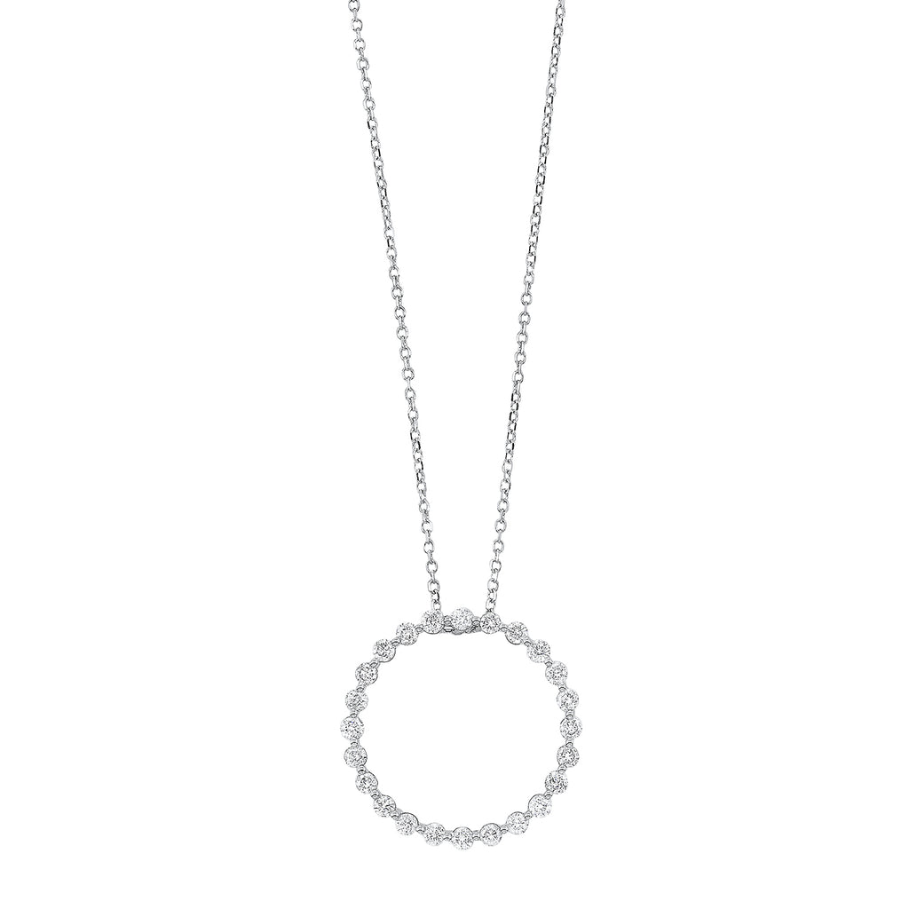 diamond eternity circle floating pendant necklace in 14k white gold (1/2ctw)