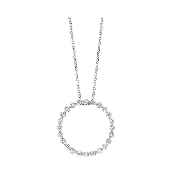 diamond eternity circle floating pendant necklace in 14k white gold (1/2ctw)