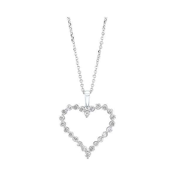 diamond open heart pendant necklace in 14k white gold (1/2ctw)