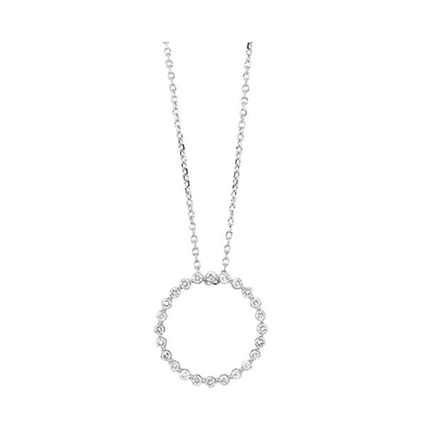 diamond eternity circle floating pendant necklace in 14k white gold (1/4ctw)