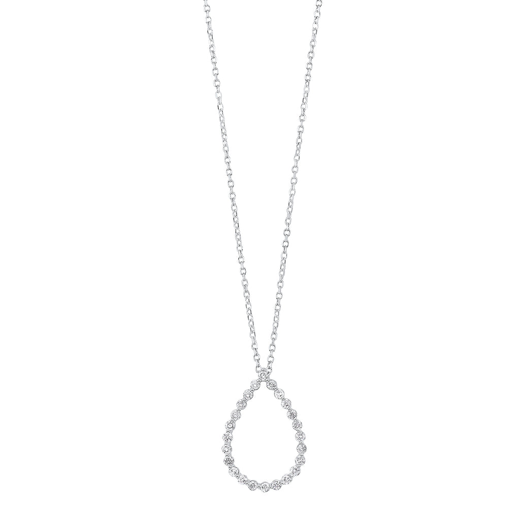 diamond eternity floating teardrop pendant necklace in 14k white gold (1/4ctw)