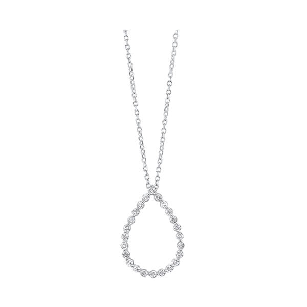 diamond eternity floating teardrop pendant necklace in 14k white gold (1/4ctw)