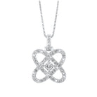 diamond infinity love heart knot pendant necklace in 14k white gold (1/4ctw)