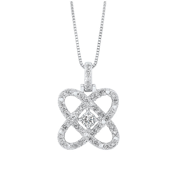 diamond infinity love heart knot pendant necklace in 14k white gold (1/4ctw)