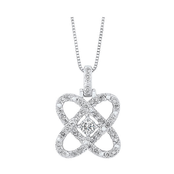 diamond infinity love heart knot pendant necklace in 14k white gold (1/4ctw)