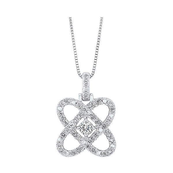 diamond infinity love heart knot pendant necklace in sterling silver (1/4ctw)