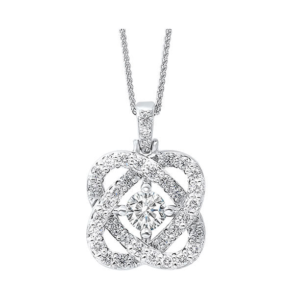 diamond infinity love heart knot pendant necklace in 14k white gold (1ctw)