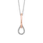 diamond teardrop dangle pendant in 14k two-tone gold (1/25ctw)